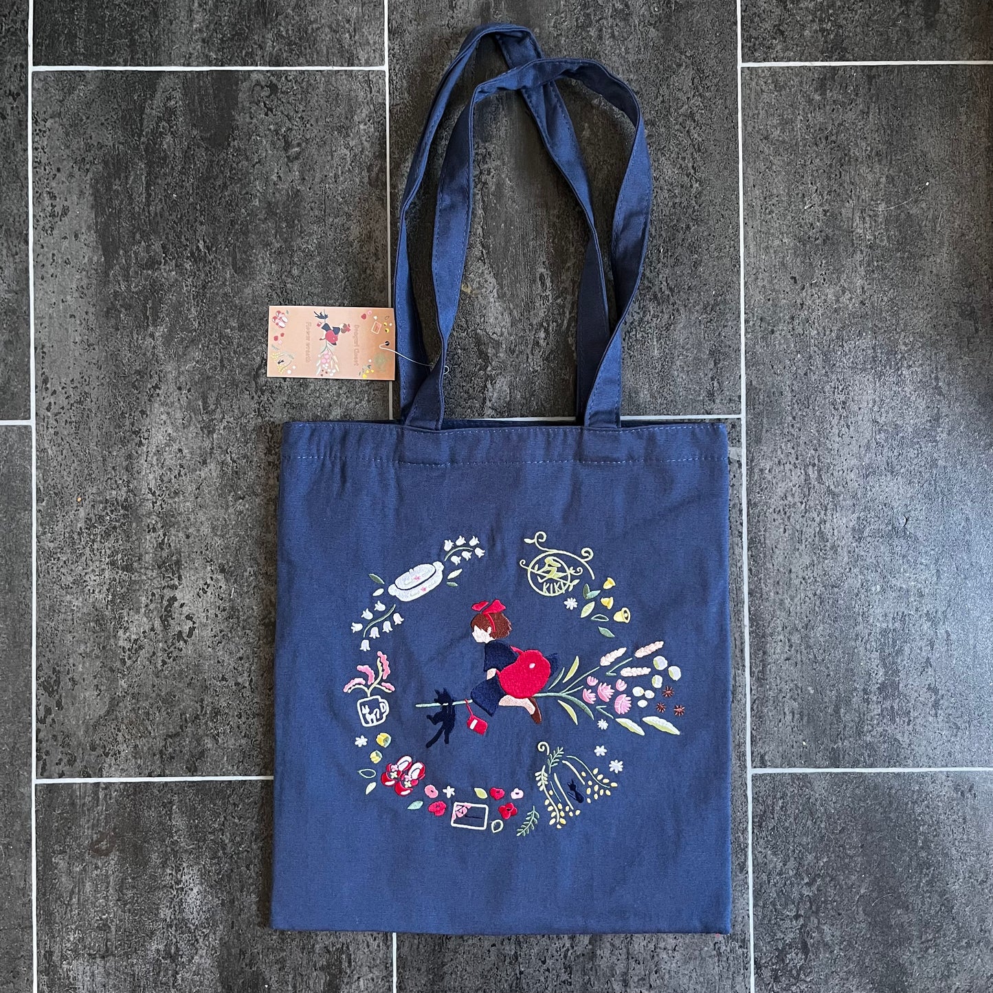 Kiki's Delivery Service Flower Wreath Embroidery Series Tote Bag