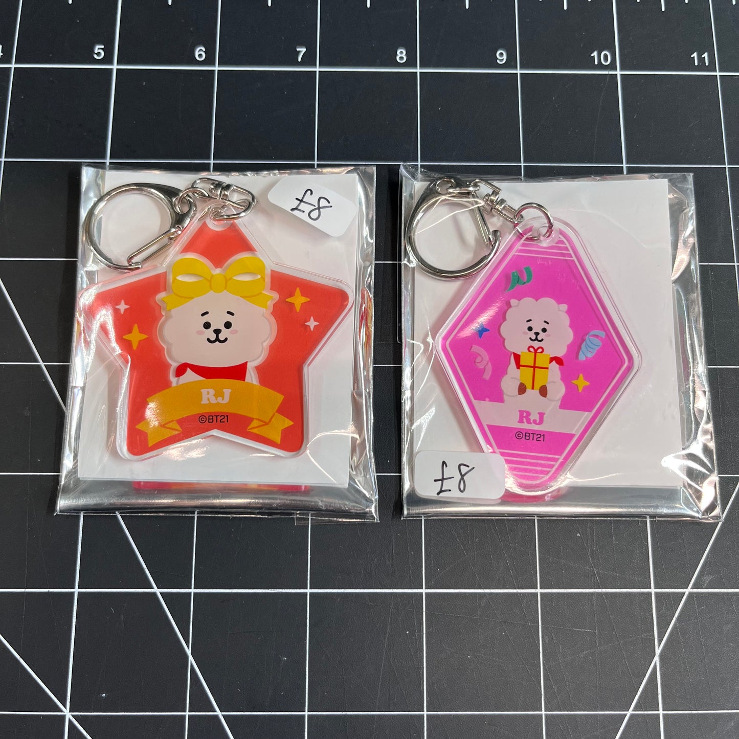 BTS BT21 Acrylic Keychain (Celebration Theme) - Jin & RJ